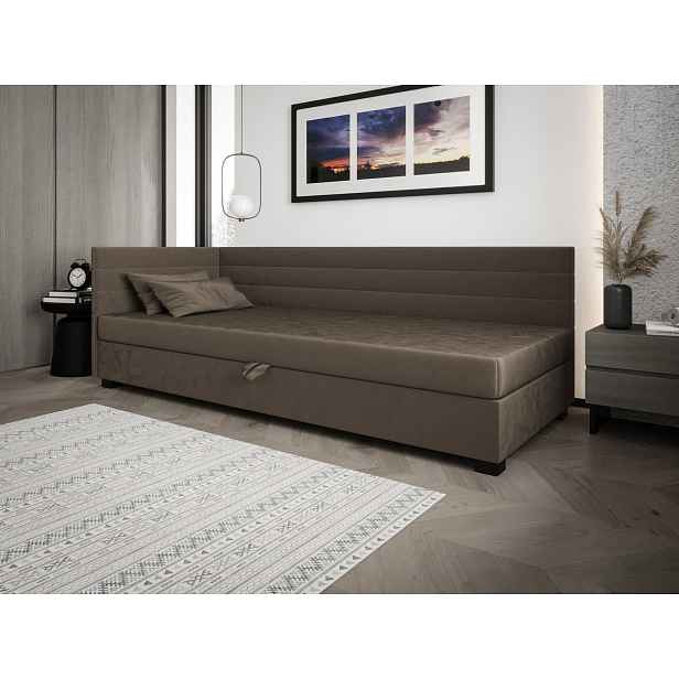 Čalouněná postel 80x195 KASANDRA PLUS 2 s úložným prostorem - tmavě hnědá