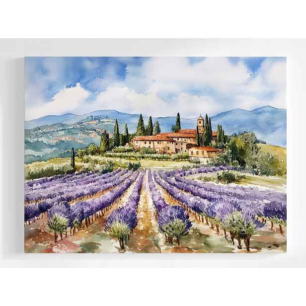 Plakát Provence Pole Levandule Akvarel 100x75