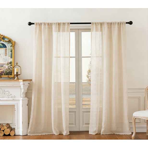 Průsvitné lněné záclony s průsvitnou texturou
