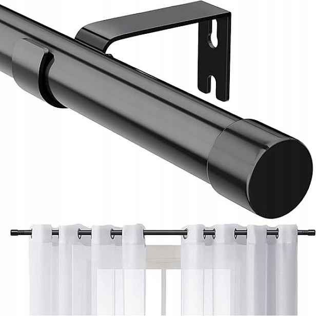 Tyč Na Záclony 76-157 CM Do Okna S Knoflíky Pro Okap A Sadou Držáků