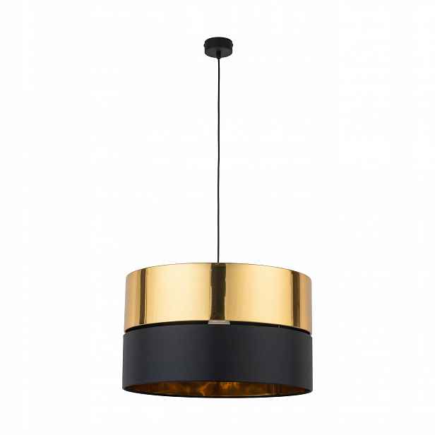 Závěsná lampa Hilton Černá Zlatý Abažur 1xE27 50 cm Stropní Dům Moderní