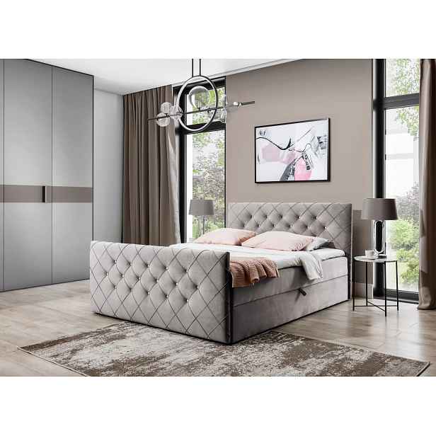 Boxspringová postel LENKA - 140x220, cappucino + topper ZDARMA