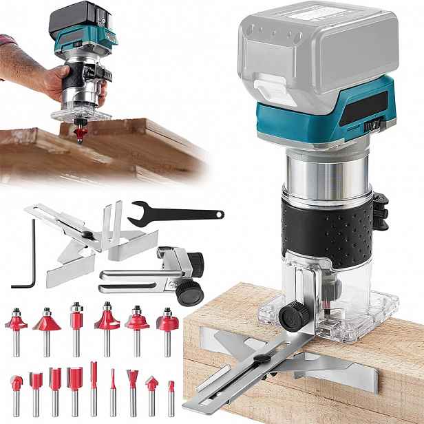 Elektrický řezací stroj 18V s 15 frézami pro řezání a drážkování