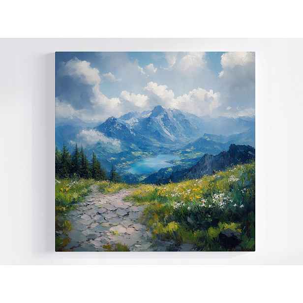 Obraz Na Plátně Obraz Na Plátně Vysoké Hory Alpy Vrcholy Jezero Cesta 50x50