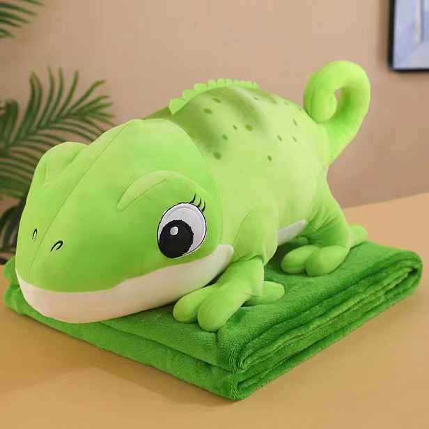 Plyšový CHAMELEON s dětskou dekou uvnitř, zelený