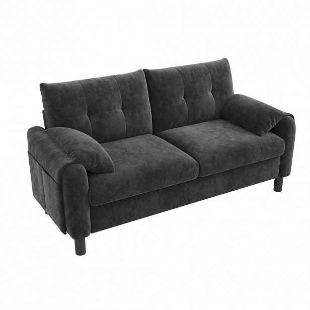 Redom DVOUMÍSTNÁ pohovka 158/80/88,5 cm s bočními kapsami a polštáři, šenilová látka, Šedá