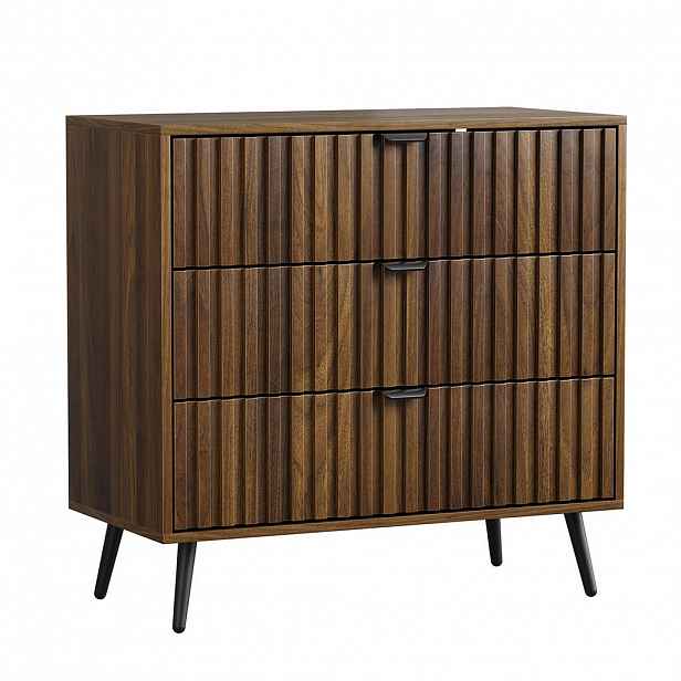 Urban Meuble SIDEBOARD 80 cm ořech – Sideboard se 3 zásuvkami a kovovými nohami moderní