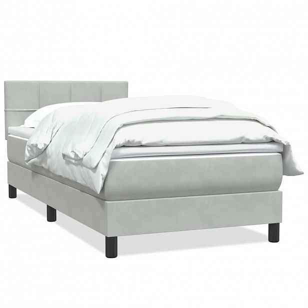 vidaXL Box Spring Postel s matrací Světle šedá 90x220 cm Samet