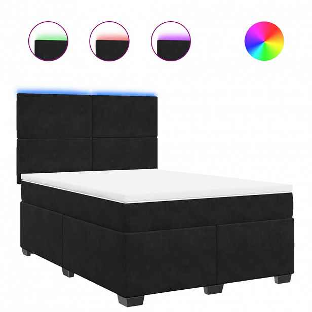 vidaXL Box spring postel s matrací černá 140x200 cm samet