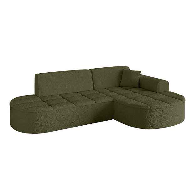 ALTDECOR ROHOVÁ SEDAČKA s otomanem, pravá TARO-L1 243x171x79,5 Zelená Buklé