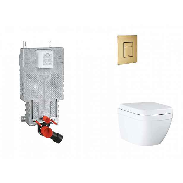 Grohe Uniset - Set předstěnové instalace, klozetu, sedátka SoftClose a tlačítka Skate Cosmopolitan, Triple Vortex, kartáčovaný Cool Sunrise SANI15BB41