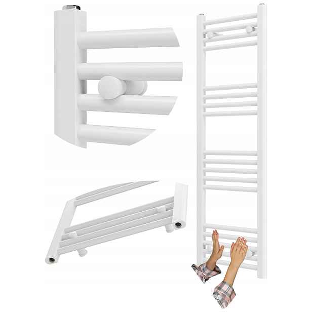 Koupelnový Radiátor Bílý Žebříkový 40x120 cm Radiátor Montáž 180° Breno