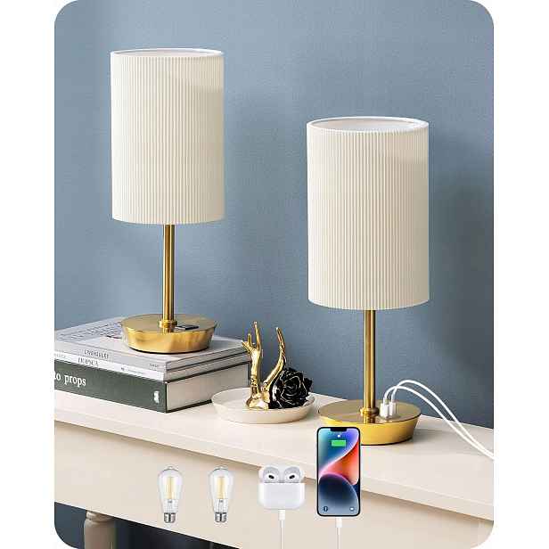 Led Dotykové Noční Lampy Stmívatelné 2 Ks Usb Zlaté Do Ložnice