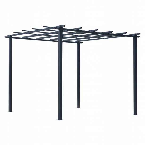 Růžový pavilon Outsunny pergola kovový oblouk na popínavé rostliny pergola 2,97 x 2,95 m