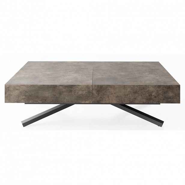 WFL GROUP KONFERENČNÍ STOLEK Cavetta X Výškově Nastavitelný a Rozkládací s Černou Kovovou Podnoží, Tmavě šedý Chicago Beton 120-200/80/27-76 cm