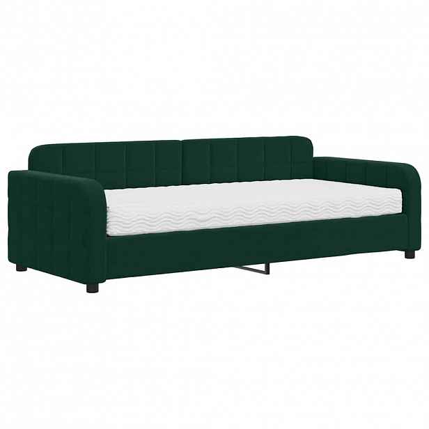 vidaXL Válenda s matrací tmavě zelená 90 x 200 cm samet