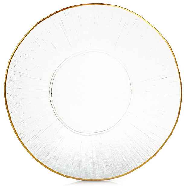 Jídelní talíř mělký skleněný zlatý podnos 30 cm
