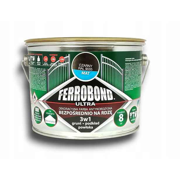 Barva barva proti korozi 3v1 Ferrobond Ultra RAL9005 Černá matná 2,5 L