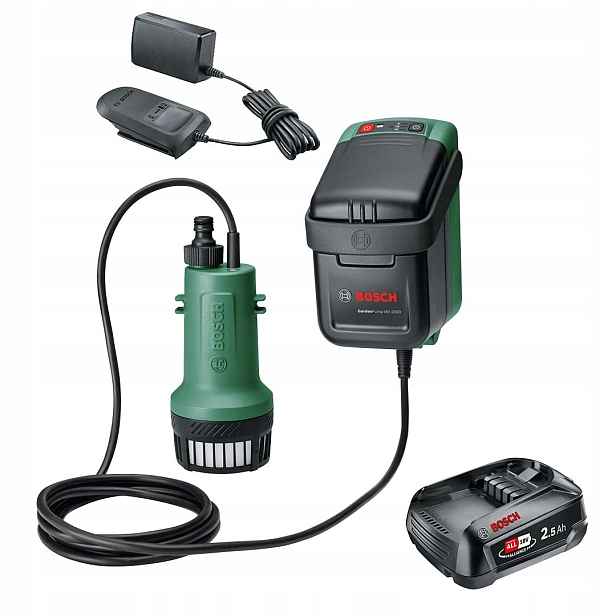Čerpadlo Na Dešťovou Vodu Gardenpump 18V-2000 2,5AH Nabíječka Bosch 06008C4202