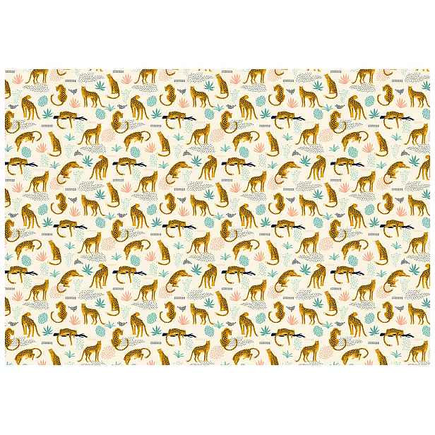 Dětská tapeta Béžovo-zelená Savana s růžovým leopardem 368x280, vinyl