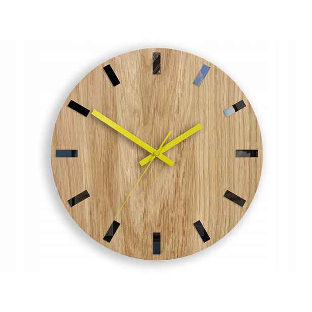 Dřevěné Nástěnné Hodiny Dubové Ultra Tiché Simple Wood 33,5 CM