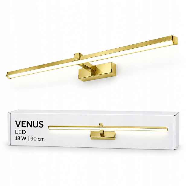 Venus 90 cm zlatá Led lampa 18 W nad zrcadlo, koupelnové nástěnné svítidlo 4200K IP44