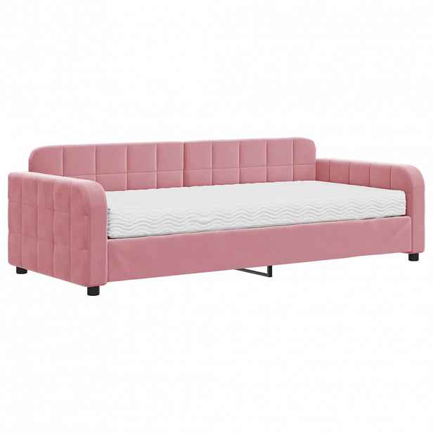 vidaXL Válenda s matrací růžová 90 x 200 cm samet