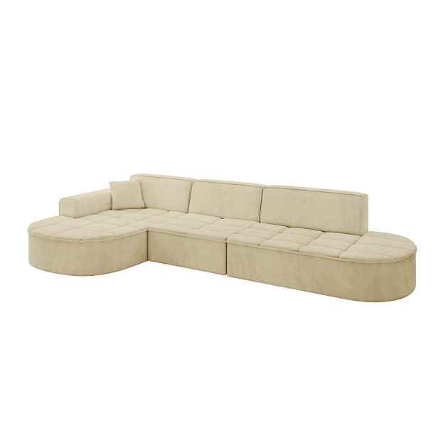ALTDECOR ROHOVÁ SEDAČKA s otomanem, levá TARO-L2 328x171x79,5 Béžová Velur