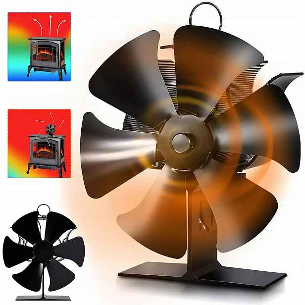 Krbový Ventilátor 6-LOPATKOVÝ Termoelektrický Rozvaděč Tepla, Černý