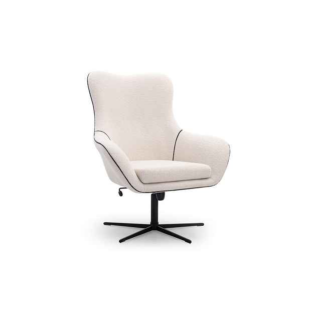 MASSENO MODERNÍ ČALOUNĚNÉ RELAXAČNÍ KŘESLO SOGNO, látka bouclé, bílé