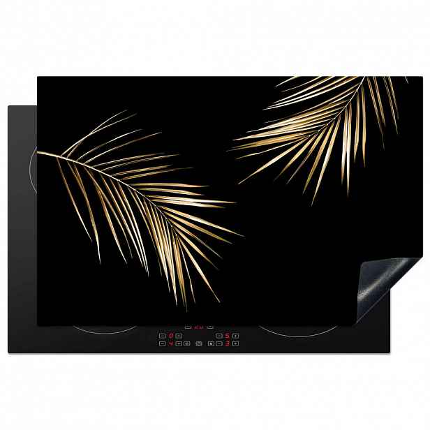 MuchoWow KRYT NA INDUKČNÍ DESKU Listy - Rostliny - Zlato - Černá - Luxusní 81.2x52 cm