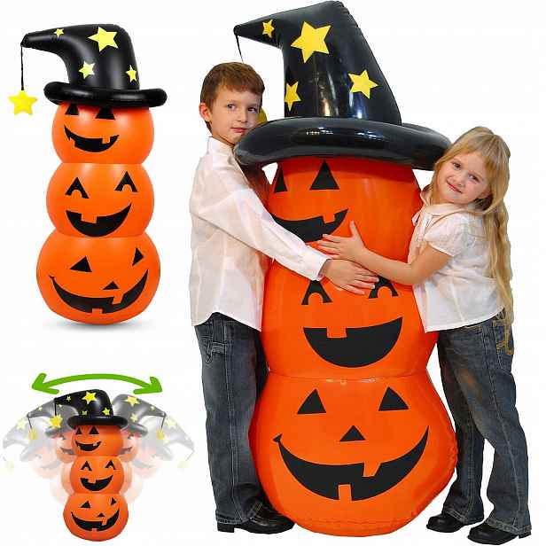 Nafukovací dýně Roztomilá dekorace na Halloween Hrnek s dýní Zábava 140 cm