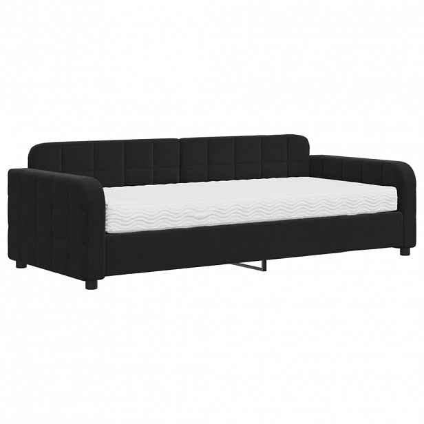 vidaXL Válenda s matrací černá 90 x 200 cm samet