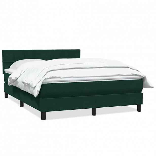 vidaXL Box spring postel s matrací tmavě zelená 160x220 cm samet