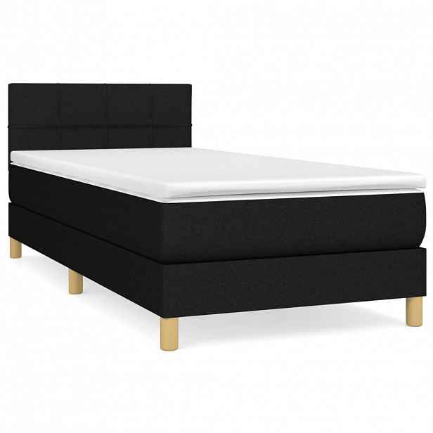 vidaXL Box spring postel s matrací černá 100 x 200 cm textil