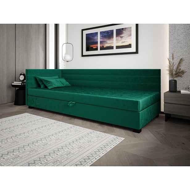 Čalouněná postel 80x195 KASANDRA PLUS 2 s úložným prostorem - zelená
