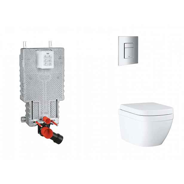Grohe Uniset - Set předstěnové instalace, klozetu, sedátka SoftClose a tlačítka Skate Cosmopolitan, Triple Vortex, chrom SANI15BB2104