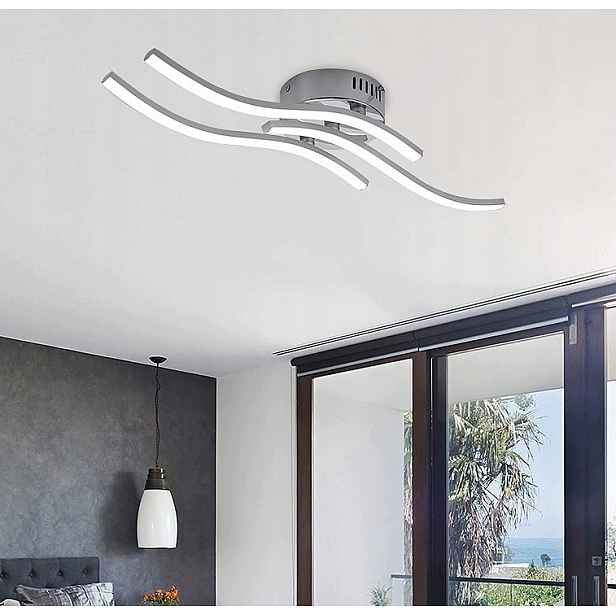 Kreativní Stropní Svítidlo Led Stropní S Vlnitým Stříbrným Jídelním Koutem Ložnice