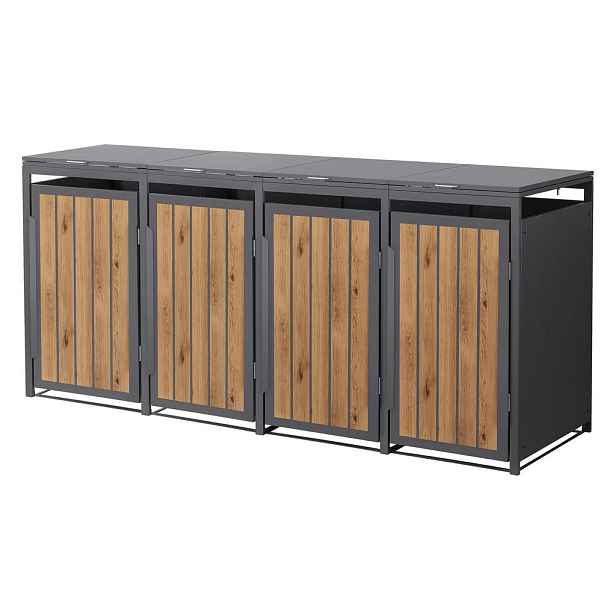 ML-DESIGN KRYT NA POPELNÍKY, sada 4 ks, 240 l, 260 x 80 x 120 cm, antracitová světlý dub, ocel