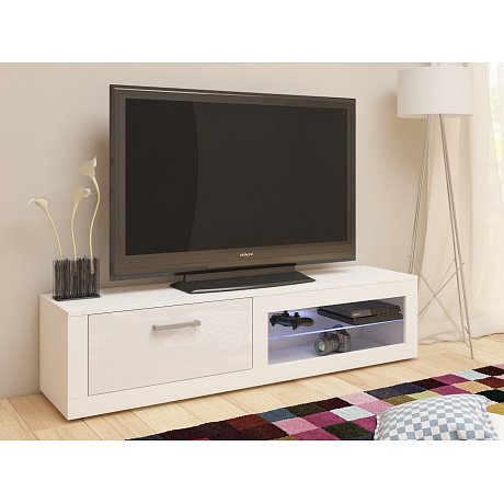 TV stolek VIKI NEW, bílá/bílý lesk