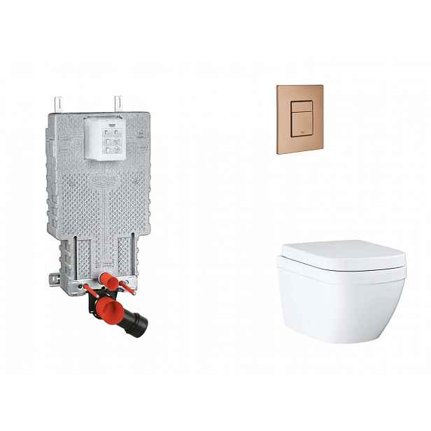 Grohe Uniset - Set předstěnové instalace, klozetu, sedátka SoftClose a tlačítka Skate Cosmopolitan, Triple Vortex, kartáčovaný Warm Sunset SANI15BB410