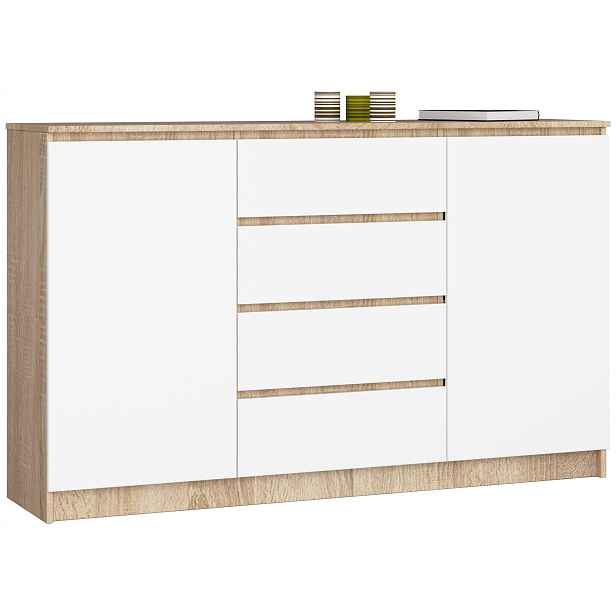 Komoda K160 2D 4SZ Clp Pk Dąb Sonoma Biały Akd