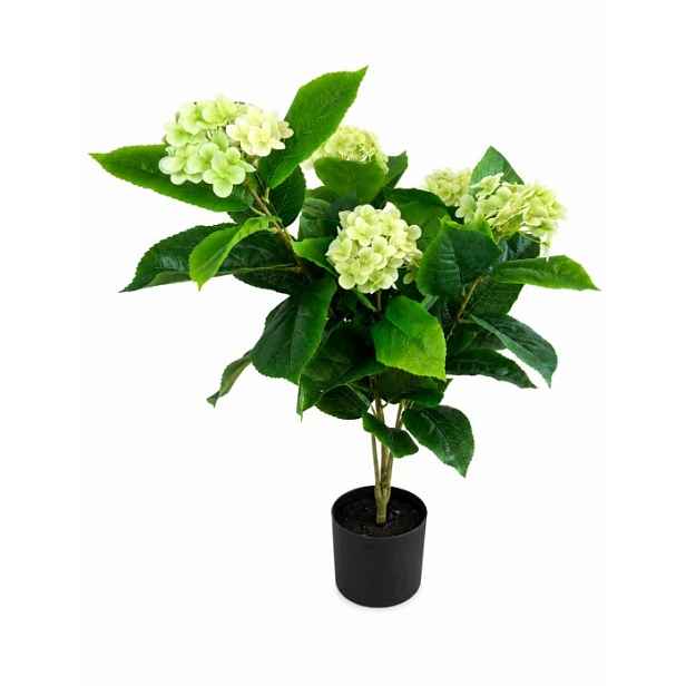 Umělá hortenzie v květináči 85 cm, zelená, do domu, kanceláře, na terasu
