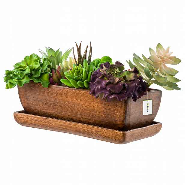 Keramická kaktusovačka 27 cm květináč hnědá eco