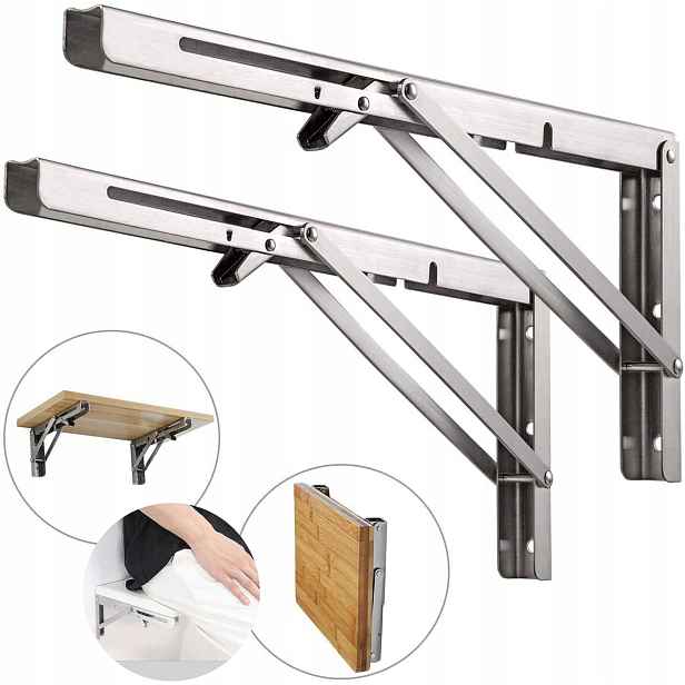 Set 2x Skládací Úhelník Pod Poličku Stůl Deska 350×170 mm do 150 kg