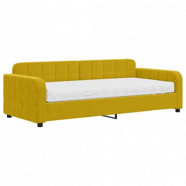 vidaXL Válenda s matrací žlutá 90 x 200 cm samet