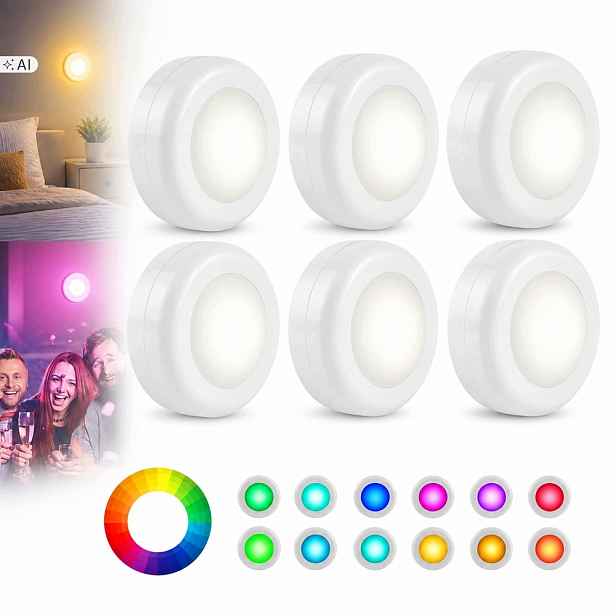 6 x bezdrátová Rgb Led lampička 1 x dálkový ovladač Osvětlení skříněk