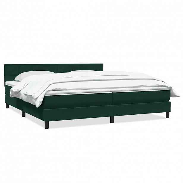 vidaXL Box spring postel s matrací tmavě zelená 180x220 cm samet