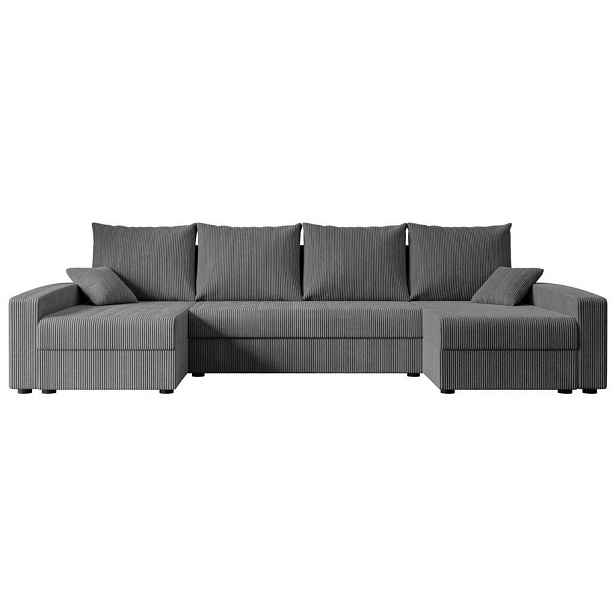 ALTDECOR SEDACÍ SOUPRAVA ve tvaru U s funkcí spaní a úložným prostorem ALESIA-U 301x140x90 Tmavě šedá Manšestr