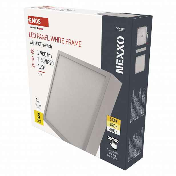Emos Nexxo Led stropní svítidlo 21 W, 225×225 mm, bílé